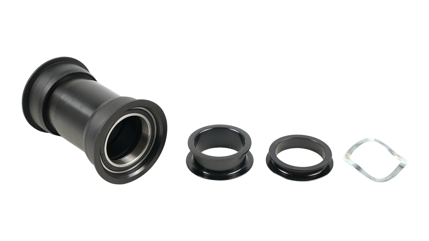 BBR SAMOX CRANK, PF30 BOTTOM-BRACKET, FOR 30MM CRO-MO SPINDLE, 73MM SHELL WIDTH, W/ SPINDLE SPACERS & WAVY WASHER (PF3011)