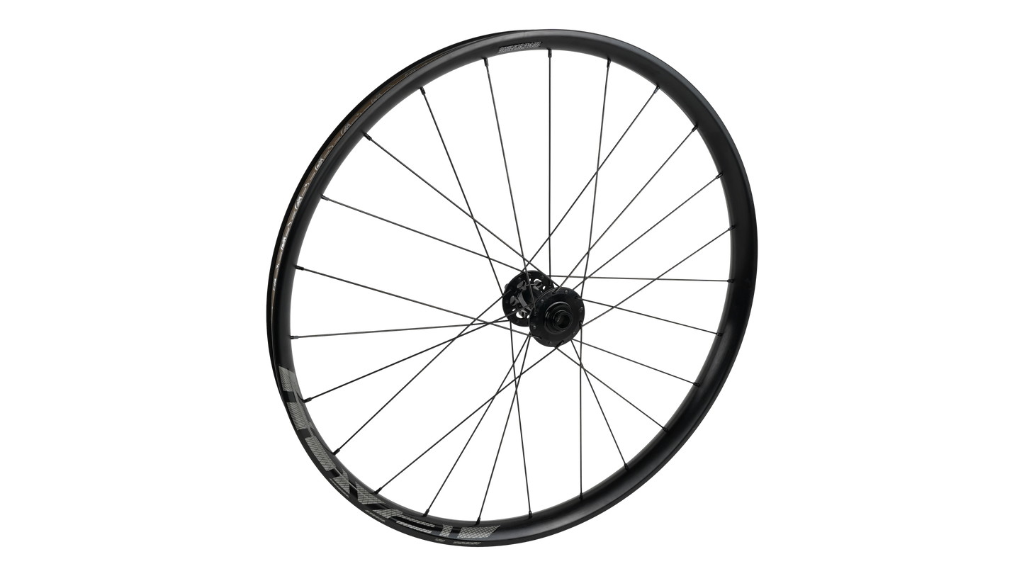 WHL TRAVERSE 38 OE, 27.5, FRONT, ALLOY, TA, 15X110MM, DISC, 6-BOLT, 24H (HILO HUB) - BLACK W/ CHARCOAL DCL