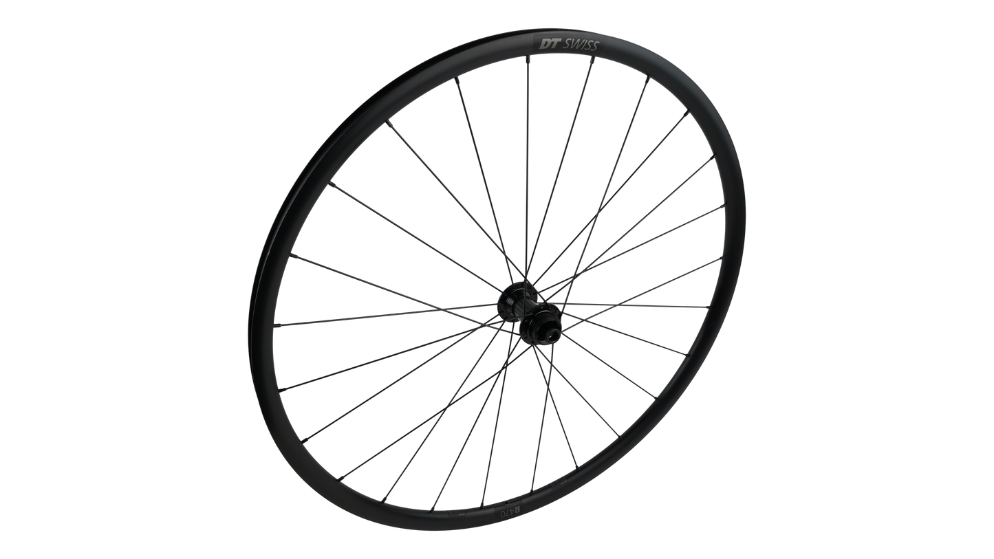 WHL DT-R470, 700C, FRONT, ALLOY, TA, 12X100MM, DISC, CENTERLOCK, 24H - BLACK W/ CHARCOAL DCL