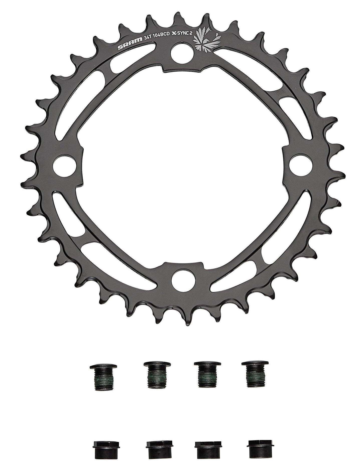 CHR TURBO, 34T, EAGLE 12-SPD, 104BCD, 1X RING, STEEL, W/ CHAINRING BOLTS, SRAM (00.6218.011.006)