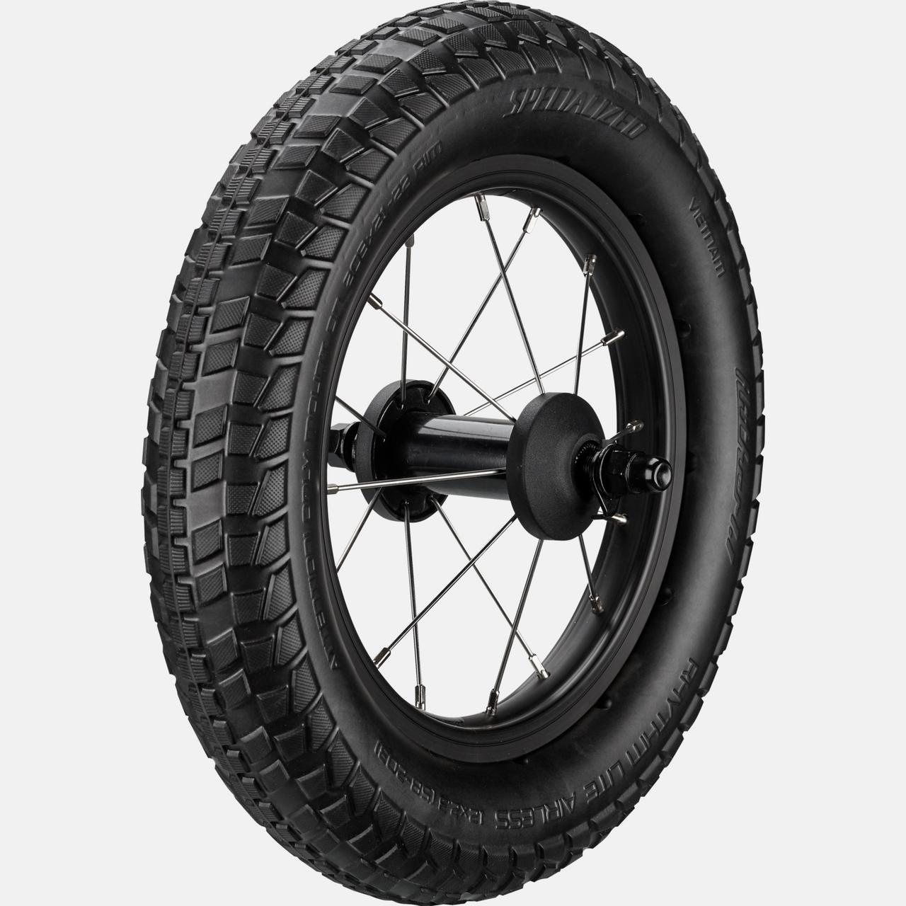 WHL KIDS HOTWALK 12"; FRONT OR REAR, ALLOY, BOLT-ON, 16H, W/ 12X2.3" RHYTHM LITE AIRLESS TIRE MOUNTED