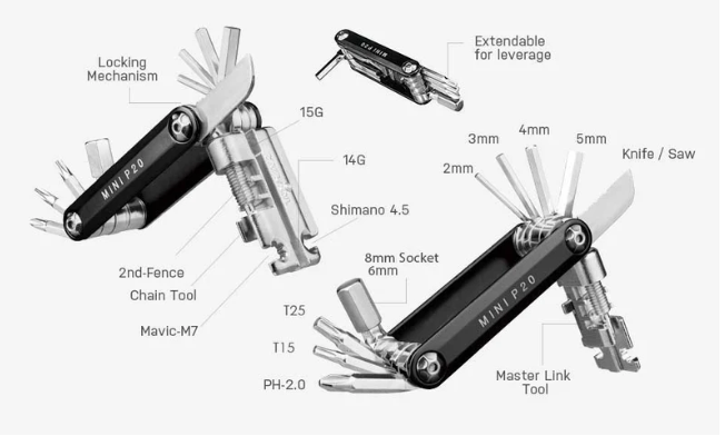 MULTI TOOL TOPEAK MINI P20 W/CHAINLINK & BAG