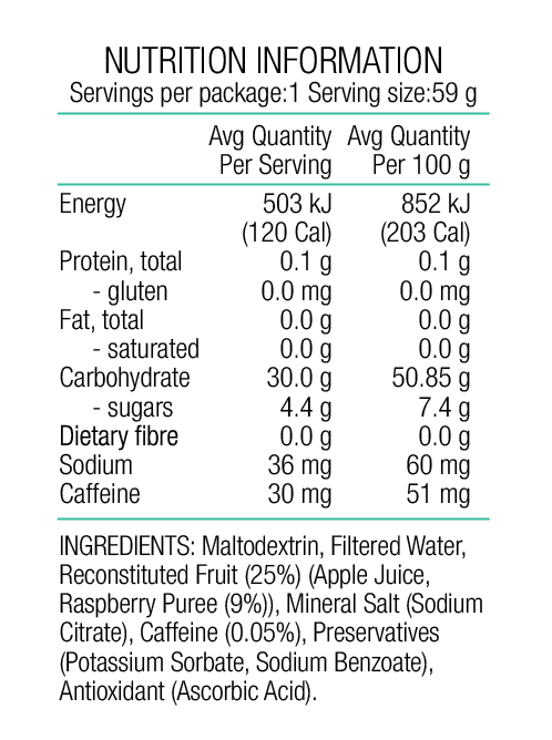 PURE FLUID ENERGY GEL RASPBERRY + CAFFEINE (30mg) 50g