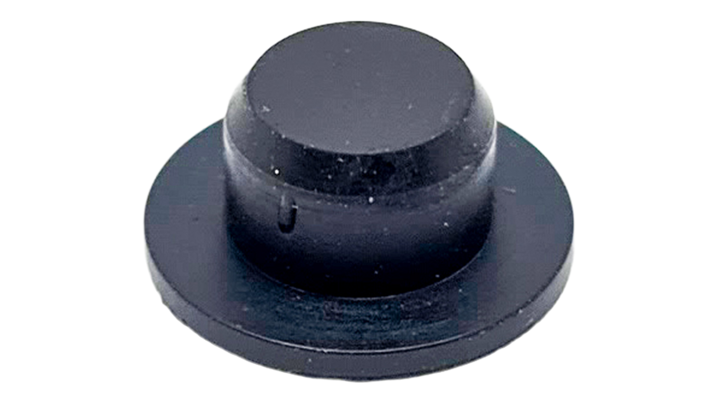 CBG PLUG, FRONT DERAILLEUR EXIT PORT, ROUND SOLID RUBBER PLUG - FLAT TOP, 12.4MM TOP X 6.2MM BASE (R-18)