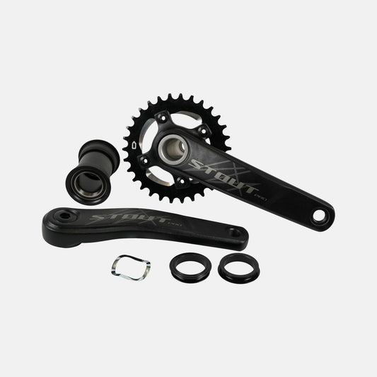 CRK STOUT, 175MM, CRANKSET, ALLOY, PF30 / 30MM ALY SPINDLE, 76BCD, 30T RING, 1X10-SPD, W/ BB