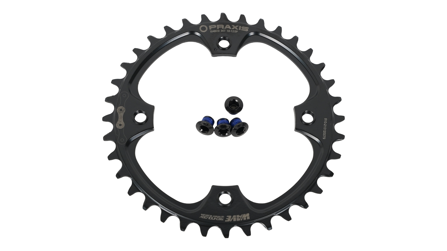 CHR TURBO, 36T, 11/12-SPD, 104BCD, 1X RING, STEEL, W/ CHAINRING BOLTS, PRAXIS (Replaced by S251400001)