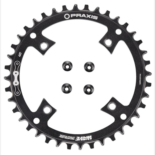 CHR TURBO, 40T, 10/11-SPD, 104BCD, 1X RING, ALLOY, W/ CHAINRING BOLTS, PRAXIS
