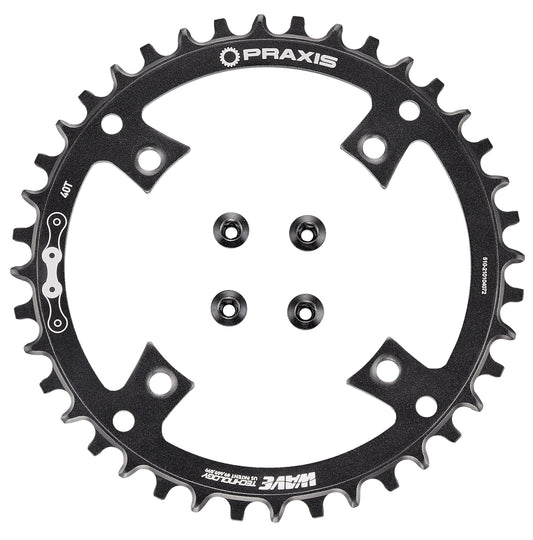 CHR TURBO, 40T, 10/11-SPD, 104BCD, 1X RING, ALLOY, W/ CHAINRING BOLTS, PRAXIS