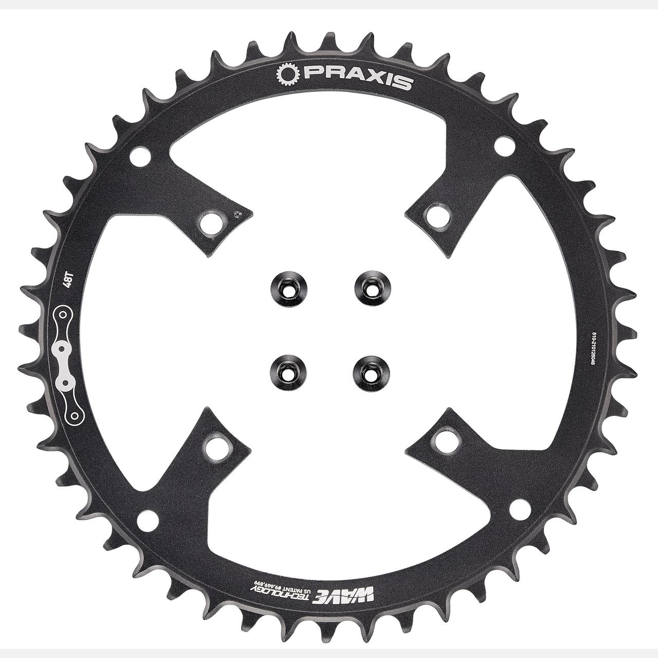 CHR TURBO, 48T, 10/11-SPD, 104BCD, 1X RING, ALLOY, W/ CHAINRING BOLTS, PRAXIS