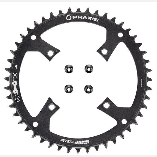 CHR TURBO, 48T, 10/11-SPD, 104BCD, 1X RING, ALLOY, W/ CHAINRING BOLTS, PRAXIS