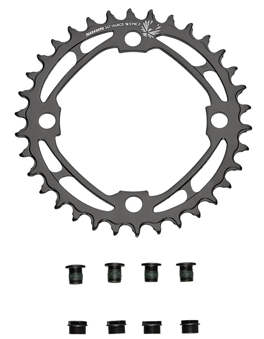 CHR TURBO, 34T, EAGLE 12-SPD, 104BCD, 1X RING, STEEL, W/ CHAINRING BOLTS, SRAM (00.6218.011.006)