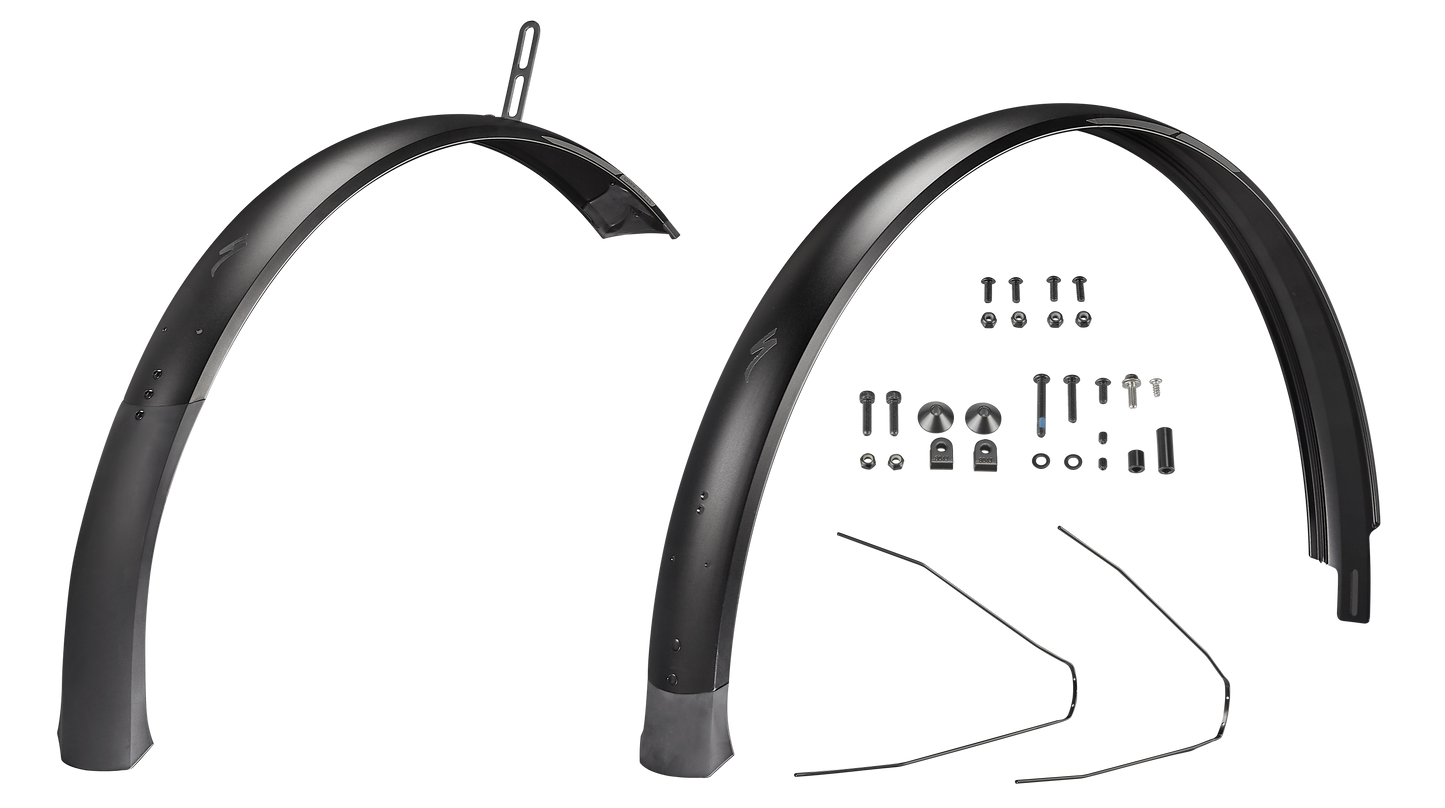 FND MY20 COMO LTD (GEN.1), FRONT & REAR FENDER SET, 650B, ALLOY, 65MM WIDTH, REAR DRILLED FOR HERMMANS H-TRACE MINI, W/ HARDWARE