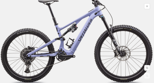 Purple Specialized mountain bike on a white background