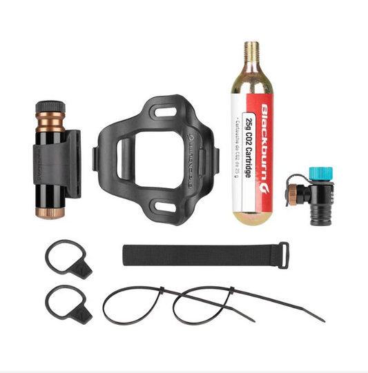 Blackburn Pro Plugger Tubeless Tyre Repair Tool and CO2 Inflator Combo Set with under bottle cage holder and CO2 cartridge