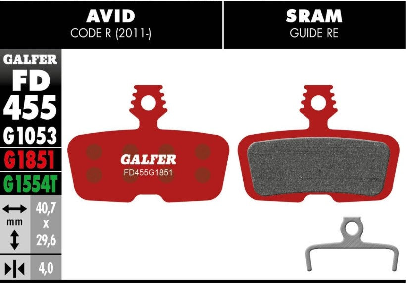 GALFER ADVANCED (RED) BRAKE PAD AVID CODE R-11